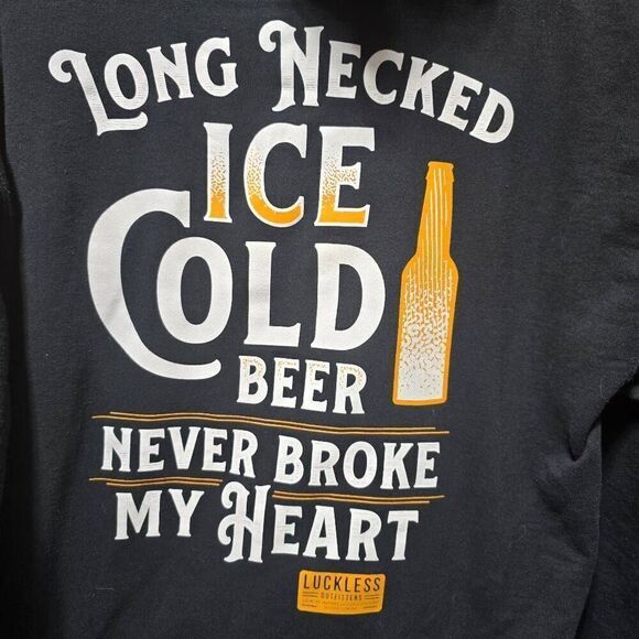 Luckless Outfitters Black Luke Combs Long Neck Ice Cold Beer Hoodie - Picture 5 of 6
